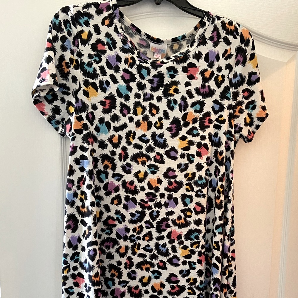 LulaRoe Carly dress Lisa Frank leopard design size Small